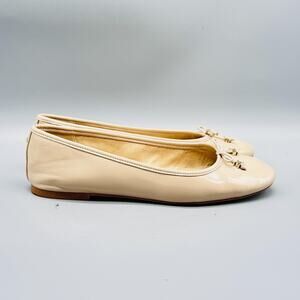 Sam Edelman Shoes Womens 8 Beige Leather Felicia Ballet Flats Bow Charm Slip On